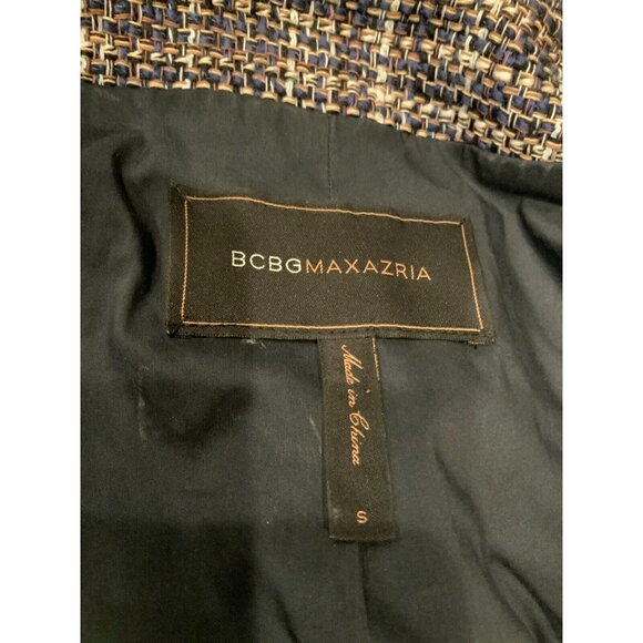 BCBG Max Azria Multicolor Plaid Short Sleeve Tweed Jacket, Size Small - Picture 9 of 9